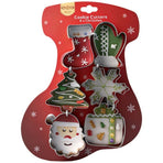 Stainless Steel Christmas Cookie Cutter 6-Piece Set, Holiday DIY Baking Molds for Cookies & Fondant—Christmas Stocking