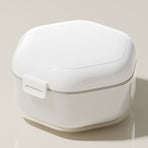3-Layer Drainable Retainer Storage Case, Portable Invisible Braces & Denture Soaking Cleaning Box - White