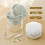 3-Layer Drainable Retainer Storage Case, Portable Invisible Braces & Denture Soaking Cleaning Box—Yellow