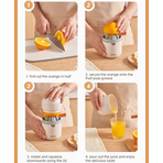 Wheat Straw Portable Manual Juicer, Mini Hand Press Fruit Squeezer for Oranges, Lemons, and Pomegranates—Beige