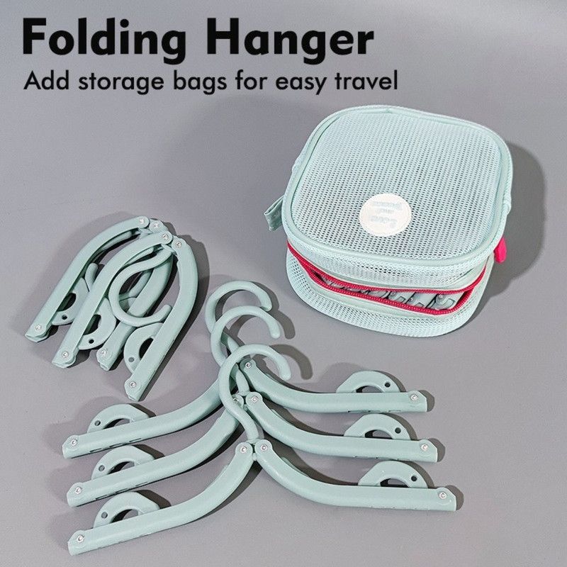 Portable Foldable Travel Clothes Hanger Set, Clothes Rack With Storage Bag For Business Trips and Home Use—Blue