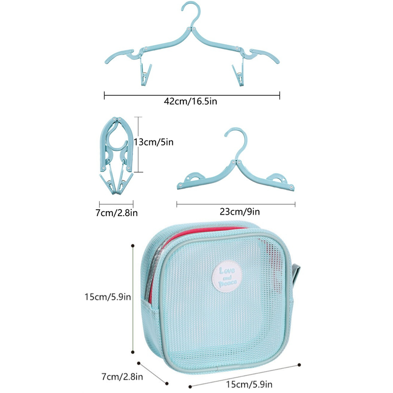 Portable Foldable Travel Clothes Hanger Set, Clothes Rack With Storage Bag For Business Trips and Home Use—Blue