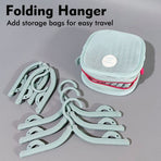 Portable Foldable Travel Clothes Hanger Set, Includes Clips, Clothes Rack With Storage Bag For Business Trips and Home Use—Blue