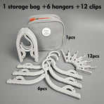 Portable Foldable Travel Clothes Hanger Set, Includes Clips, Clothes Rack with Storage Bag for Business Trips and Home Use - Gray