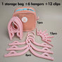 Portable Foldable Travel Clothes Hanger Set, Includes Clips, Clothes Rack with Storage Bag for Business Trips and Home Use - Pink