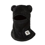 Cute Bear Ear Plush Integrated Balaclava Hat, 4-in-1 Windproof Warm Neck and Face Cover Hat - Black
