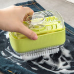 Multi-Function Soap Foaming Box with Roller, No-Rub Drain, Soap Storage Case, and Integrated Laundry Brush—Blue