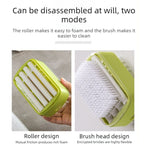 Multi-Function Soap Foaming Box with Roller, No-Rub Drain, Soap Storage Case, and Integrated Laundry Brush—Blue