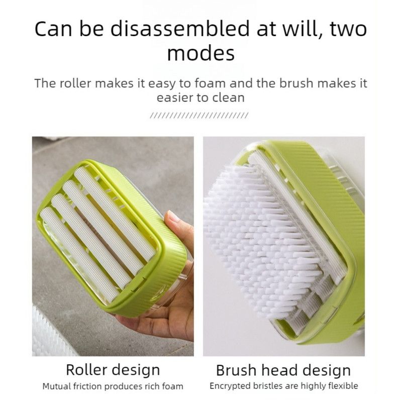 Multi-Function Soap Foaming Box with Roller, No-Rub Drain, Soap Storage Case, and Integrated Laundry Brush—Blue