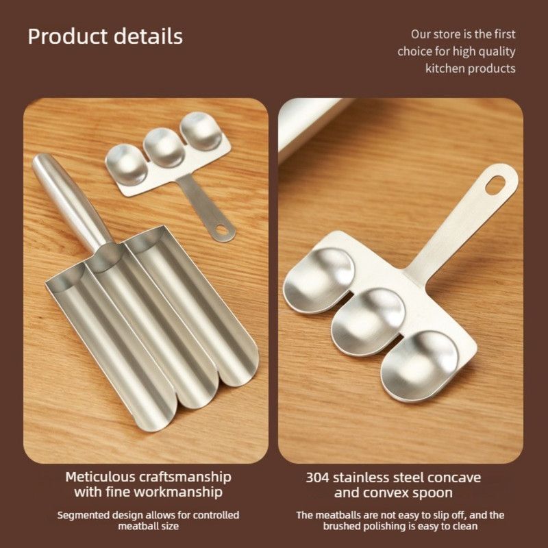 304 Stainless Steel Meatball Maker, Multi-size Paste Rice Ball Mold with Scoop for the Kitchen—Three Tubes