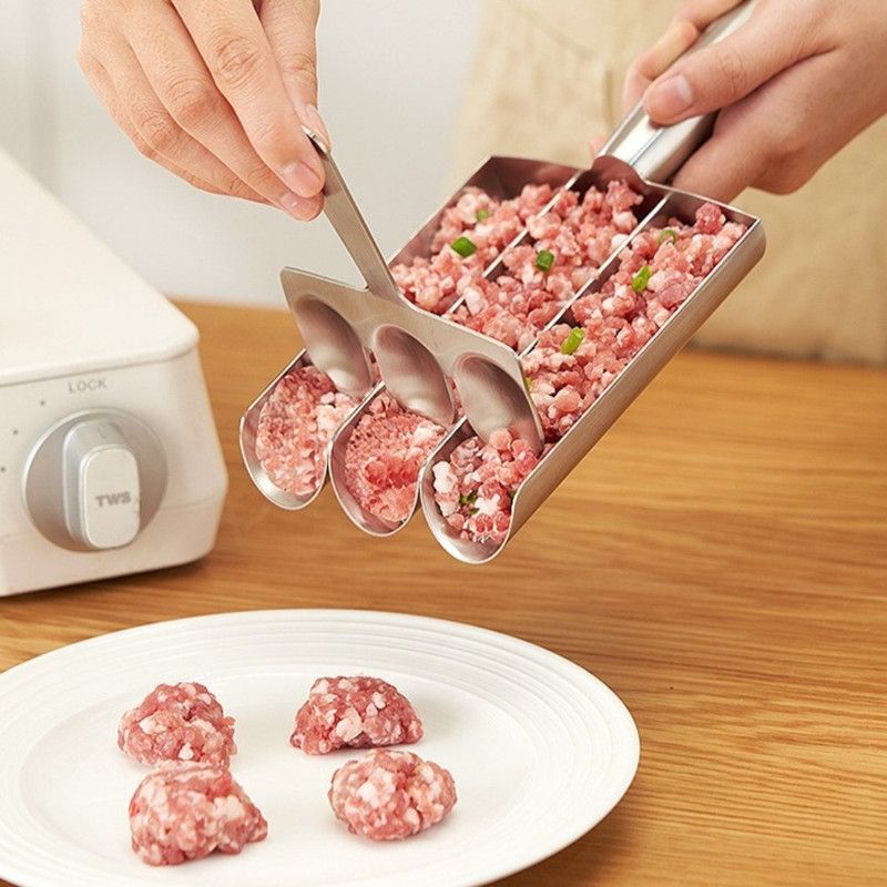 304 Stainless Steel Meatball Maker, Multi-size Paste Rice Ball Mold with Scoop for the Kitchen—Three Tubes