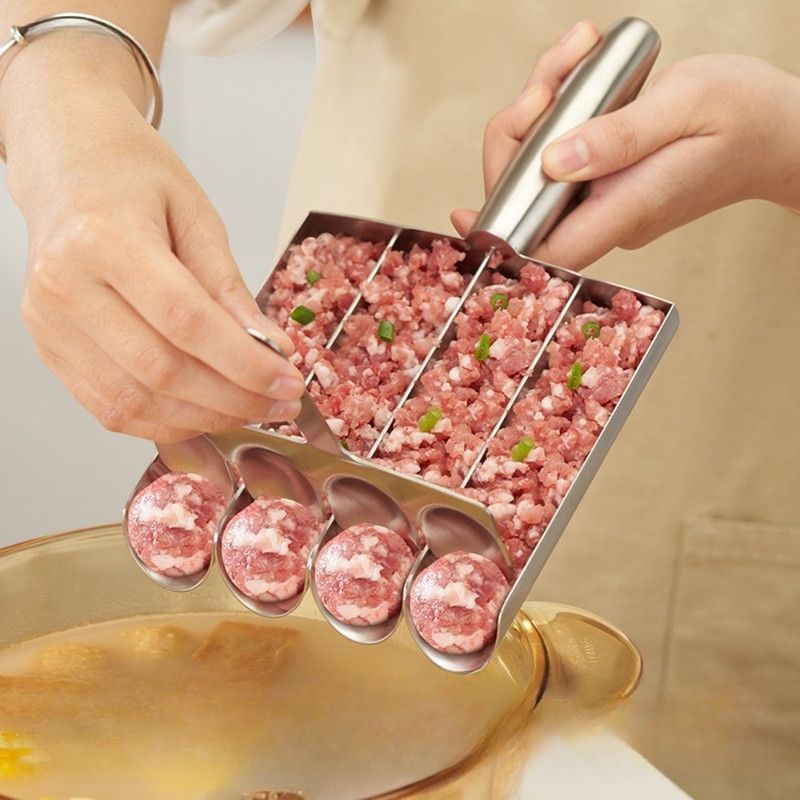 304 Stainless Steel Meatball Maker, Multi-size Paste Rice Ball Mold with Scoop for the Kitchen—Four Tubes