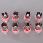 Hand Press Fruit and Vegetable Cookie Cutter 8-Piece Set, Food Shape Molds—Pink