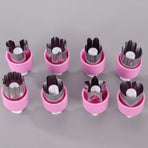 Hand Press Fruit and Vegetable Cookie Cutter 8-Piece Set, Food Shape Molds—Purple