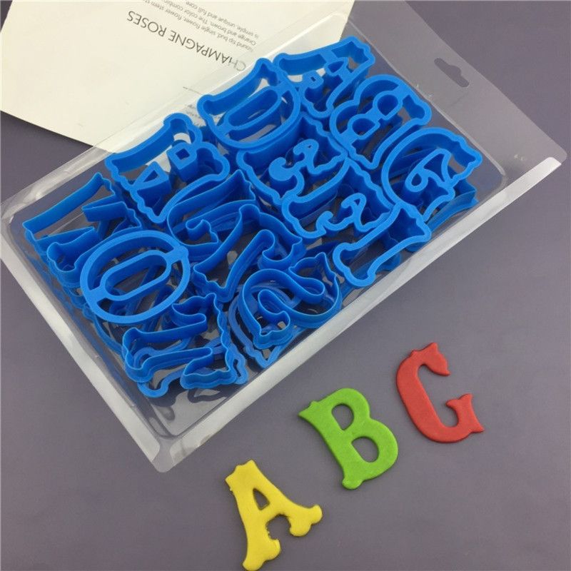 26 Pcs Large Vintage Alphabet Cookie Cutter Set, Plastic Fondant Cake Chocolate Baking Press Molds