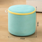 Cylindrical Sandwich Mesh Bra Laundry Bag, Anti-Deformation Underwear Washing Bag — Blue