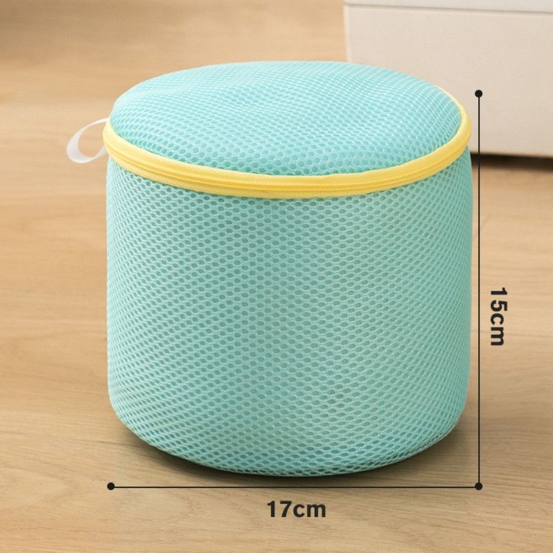 Cylindrical Sandwich Mesh Bra Laundry Bag, Anti-Deformation Underwear Washing Bag — Yellow