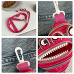 Creative Multi-zip Monster Coin Purse, Earphone and Key Storage Pouch with Detachable Hook - White