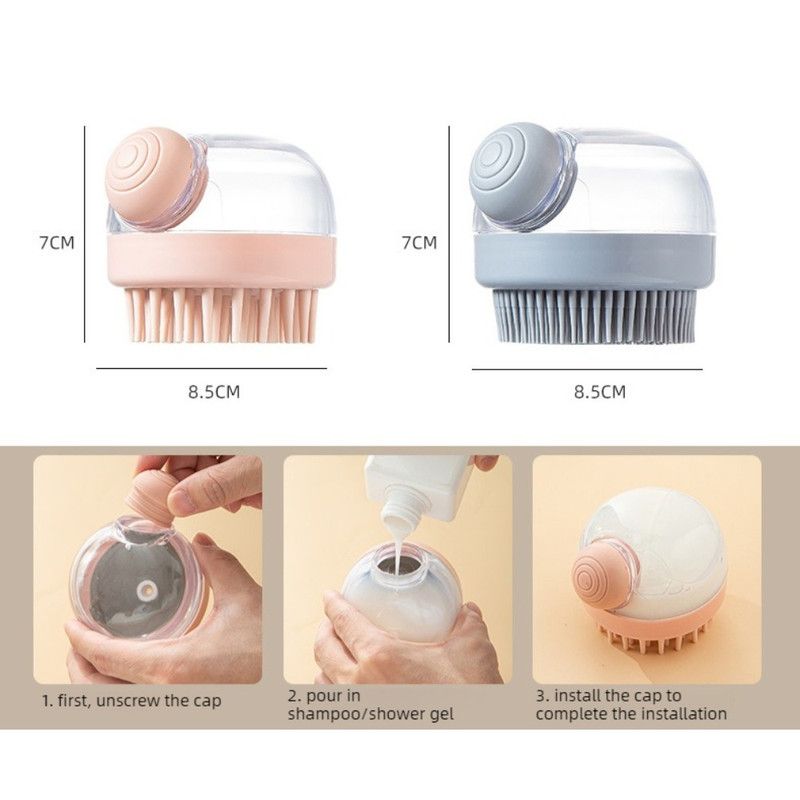 Shampoo & Bath Brush 2-Piece Set, Silicone Scalp Massager Shower Brush, Multi-Purpose for Humans and Pets—Gray
