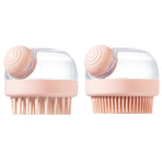 Shampoo & Bath Brush 2-Piece Set, Silicone Scalp Massager Shower Brush, Multi-Purpose for Humans and Pets—Pink