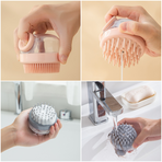 Shampoo & Bath Brush 2-Piece Set, Silicone Scalp Massager Shower Brush, Multi-Purpose for Humans and Pets—Pink