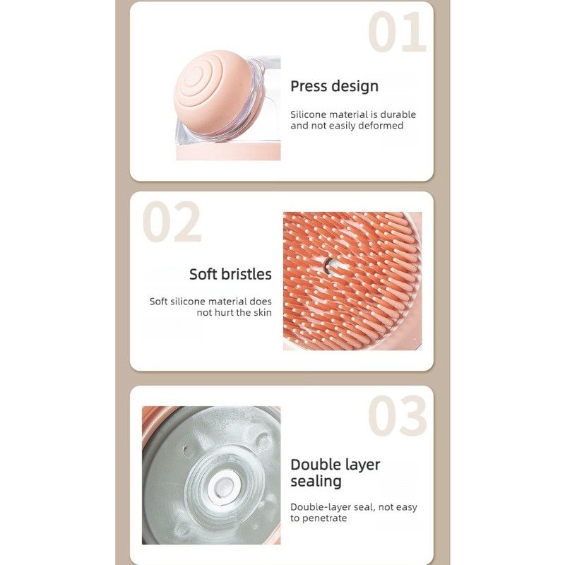 Shampoo & Bath Brush 2-Piece Set, Silicone Scalp Massager Shower Brush, Multi-Purpose for Humans and Pets—Pink