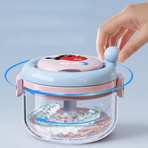 Hand Crank Centrifugal Retainer Cleaning & Storage 2-in-1 Case, Denture and Aligner Cleaner Box with Built-in Mirror—Pink