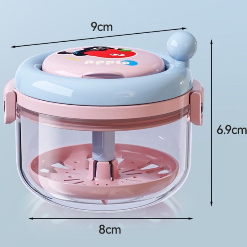 Hand Crank Centrifugal Retainer Cleaning & Storage 2-in-1 Case, Denture and Aligner Cleaner Box with Built-in Mirror—Pink