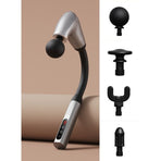 U-Shaped Extended Handle Fascia Gun, 9-Speed Variable Electric Deep Tissue Massager for Back, and Body Relief—Silver