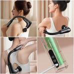 U-Shaped Extended Handle Fascia Gun, 9-Speed Variable Electric Deep Tissue Massager for Back, and Body Relief—Silver