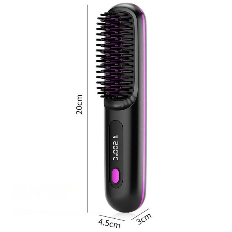 Portable Negative Ion Hair Straightener Brush, 3-Temperature Dual-Use Styling Comb for Travel and Home Use—White