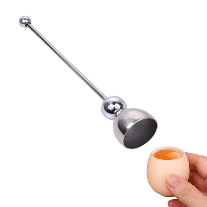 304 Stainless Steel Long-Handled Egg Opener, Kitchen Egg Separator Tool, A Method for Cracking Eggs and Hard-Boiled Eggs