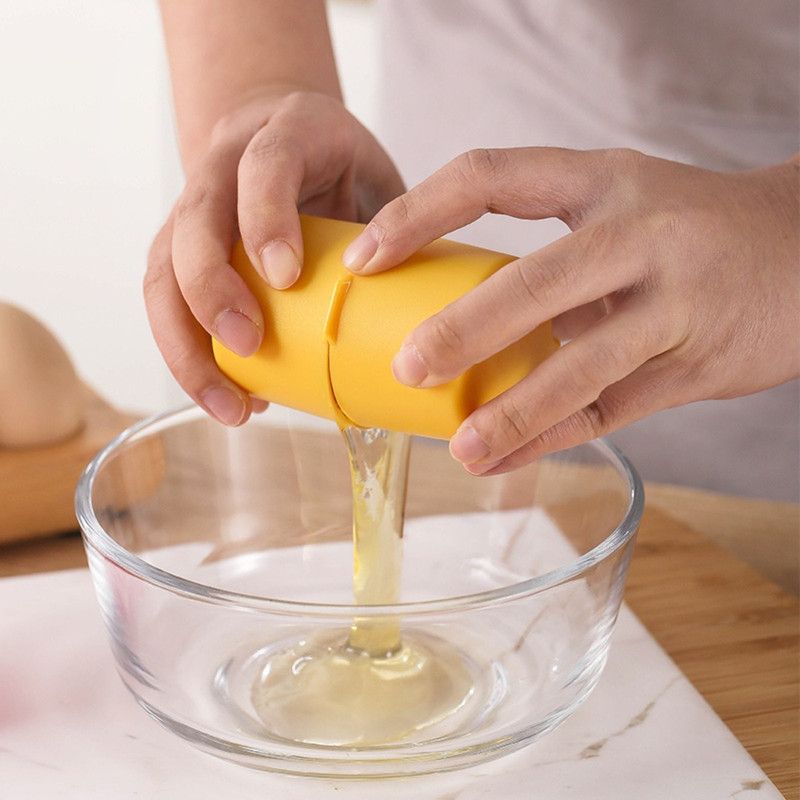 Press-Type Egg Shell Opener, PP Stainless Steel Egg Separator, Quick Egg Cracker Baking Kitchen Gadget—Yellow