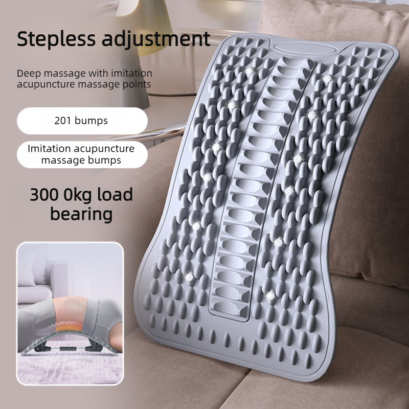 Adjustable Lumbar Relief Stretcher, Magnetic Back Traction Device, Home Massage Equipment—Blue