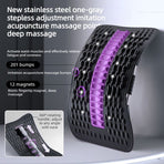 Adjustable Lumbar Relief Stretcher, Magnetic Back Traction Device, Home Massage Equipment—Dark Purple