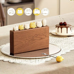 Cute Cat Fruit Fork Set with Solid Wood Storage Base, Food-Grade 304 Stainless Steel Dessert Forks—Yellow