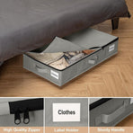 2-Pack -L- Under-Bed Storage Bins with Wheels, Foldable Flat Fabric Storage Containers for Clothes and Miscellaneous Items - Gray