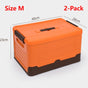 2-Pack M Foldable Plastic Storage Boxes, Stackable Organizer Bins for Closets, Under Beds, Camping, and Car Trunks—Orange