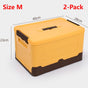 2-Pack M Foldable Plastic Storage Boxes, Stackable Organizer Bins for Closets, Under Beds, Camping, and Car Trunks—Yellow