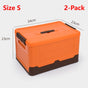2-Pack S Foldable Plastic Storage Boxes, Stackable Organizer Bins for Closets, Under Beds, Camping, and Car Trunks—Orange