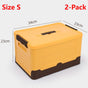 2-Pack S Foldable Plastic Storage Boxes, Stackable Organizer Bins for Closets, Under Beds, Camping, and Car Trunks—Yellow