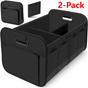 2-Pack - 3-Compartment Foldable Oxford Car Trunk Organizer, Waterproof Storage Bin for Vehicles and Under Beds—Black