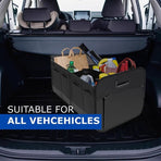 2-Pack - 3-Compartment Foldable Oxford Car Trunk Organizer, Waterproof Storage Bin for Vehicles and Under Beds—Black