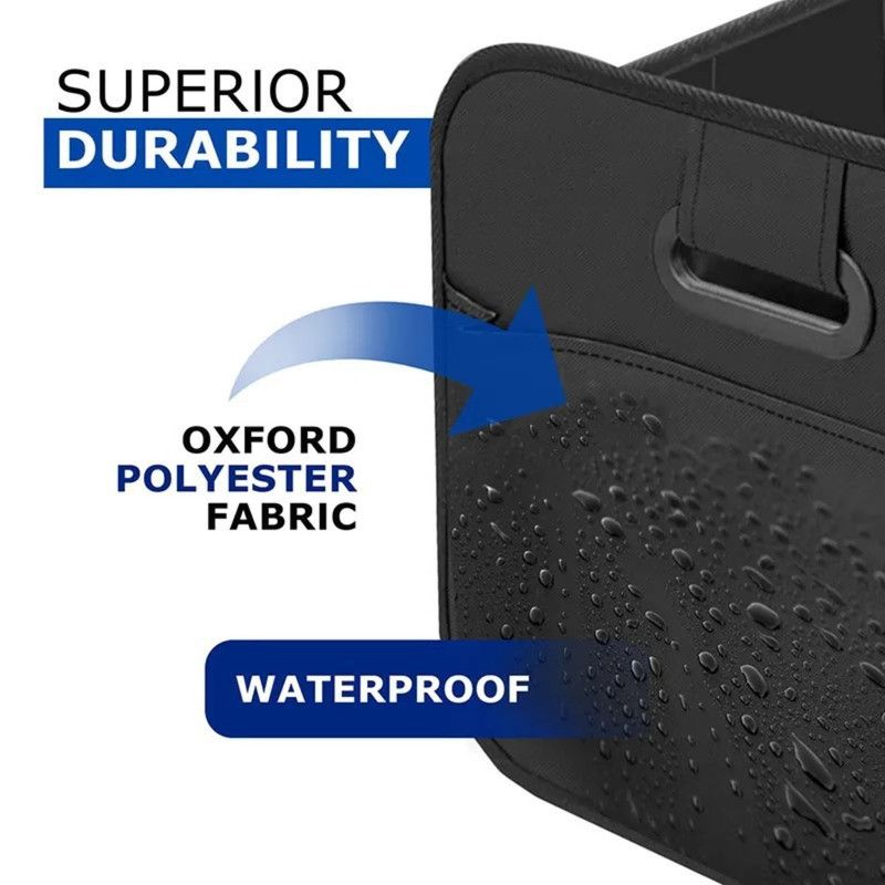 2-Pack - 3-Compartment Foldable Oxford Car Trunk Organizer, Waterproof Storage Bin for Vehicles and Under-Bed Use - Green