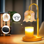 Lily of the Valley Candle Warmer Lamp with Dimmer Knob, Wooden Base Aroma Table Lamp for Bedroom Decor - Pink