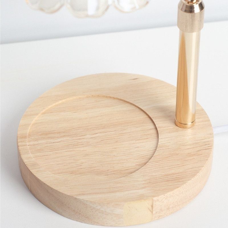 Timed Dimmable Candle Warmer Lamp, Wooden Base Adjustable Aroma Lamp, Candle Not Included—Green
