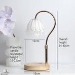 Timed Dimmable Candle Warmer Lamp, Wooden Base Adjustable Aroma Lamp, Candle Not Included—White