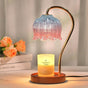Lotus-Shaped Timed Dimmable Candle Warmer Lamp, Aroma Table Lamp, No Candle Included—Blue-Pink
