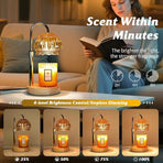 Adjustable Timed Dimmable Candle Warmer Lamp, Wooden Base Smokeless Aroma Table Lamp, Candle Not Included—Green
