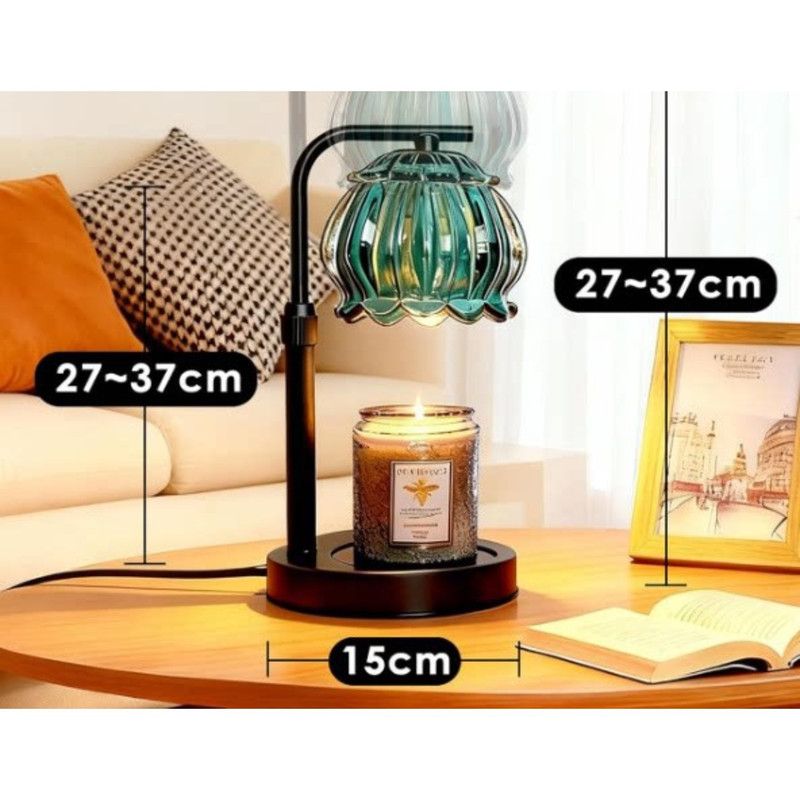 Adjustable Timed Dimmable Candle Warmer Lamp, Wooden Base Smokeless Aroma Table Lamp, Candle Not Included—Pink